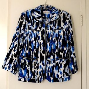 Erin London blue print zip-front jacket